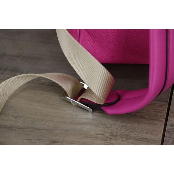 Michael Kors Bex Medium Backpack Soft Pebble Leather Cerise Pink Silver - Picture 5 of 6